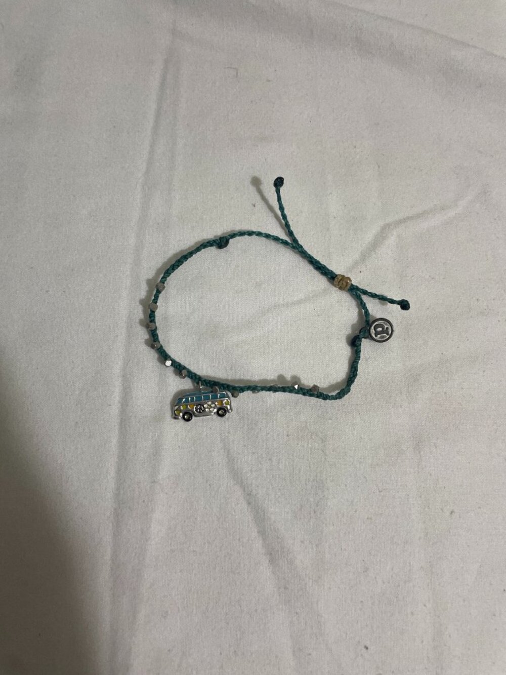 Pura Vida Teal Hippie Van Charm Bracelet Silver Tone Adjustable Boho